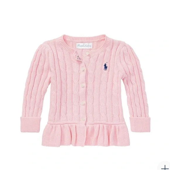 Ralph Lauren Light Pink Cable Knit Sweater Sz5 cotton - Picture 1 of 17